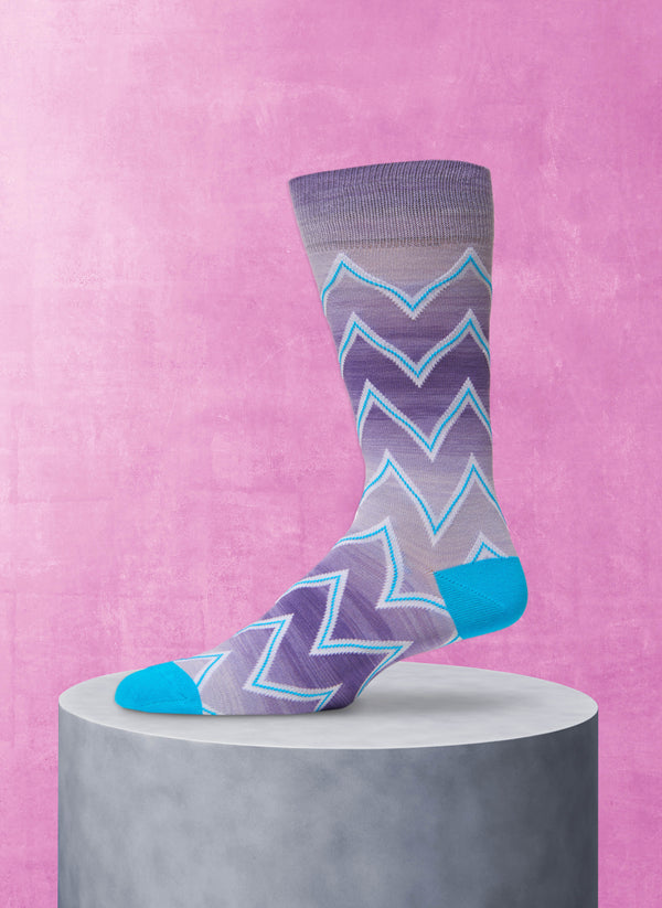 Space Dyed Zig Zag Sock in Purple Ombre