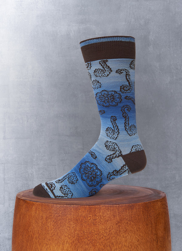 Space Dyed Large Paisley Sock in Blue