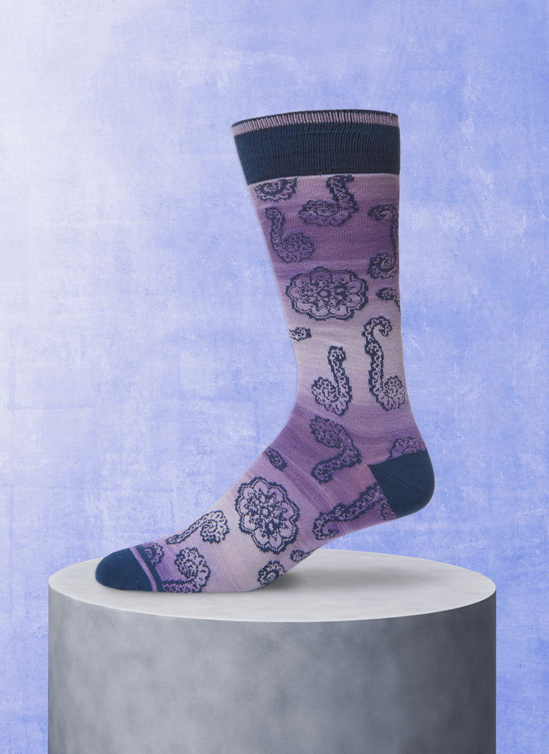 Space Dyed Large Paisley Sock in Purple
