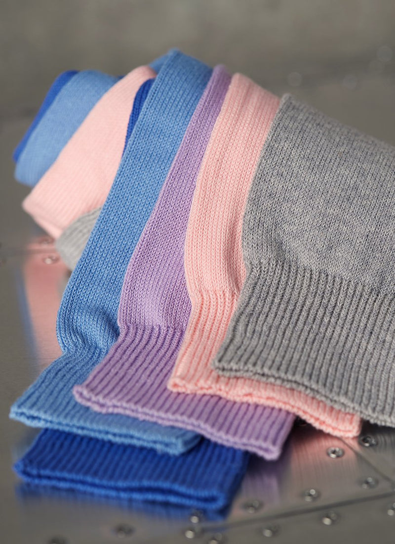 Group Image of Egyptian Cotton Socks in Periwinkle, Light Blue, Lavender, Light Pink and Light Grey