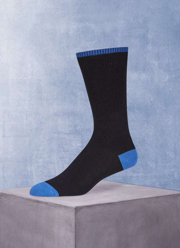Solid Giza Sock in Black and Periwinkle