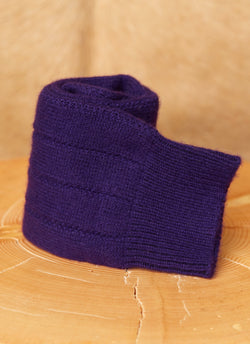 75% Cashmere Rib Sock in Deep Royal Purple Rolled