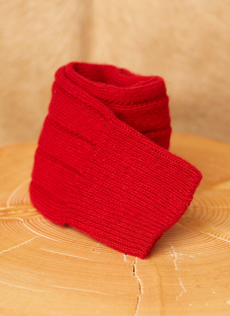 75% Cashmere Rib Sock in Red Rolled Sock