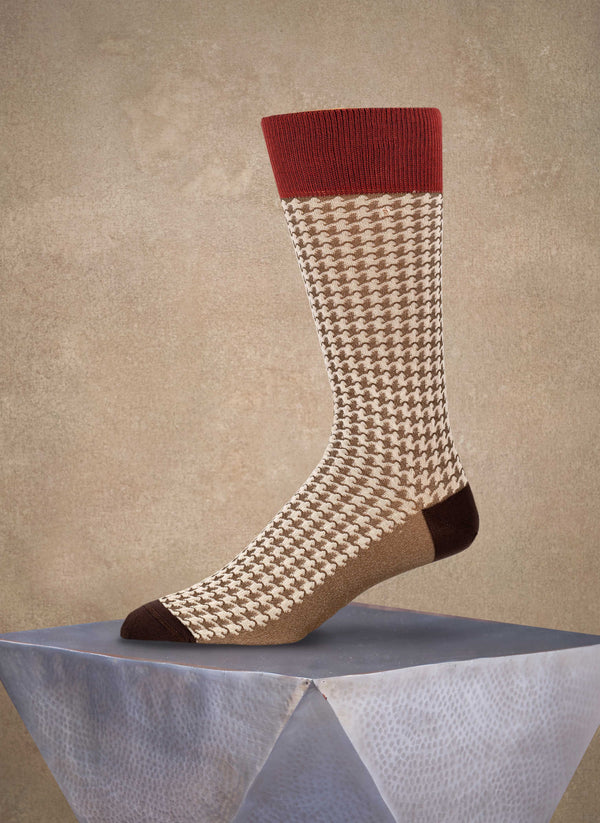 Houndstooth Sock in Brown 
