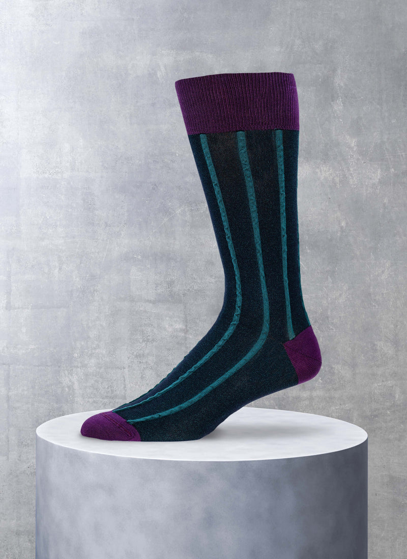 Textured Vertical Stripe Sock in Dark Purple DIPEDARIUS®