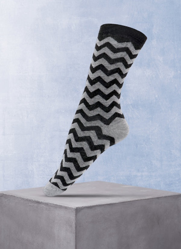 Women's Zig Zag Sock in Grey