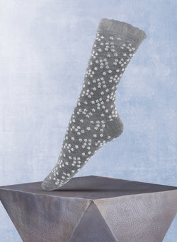 Women's Flower Sock in Light Grey