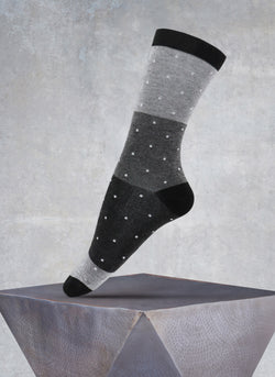 Women's Dot Sock in Black and Grey