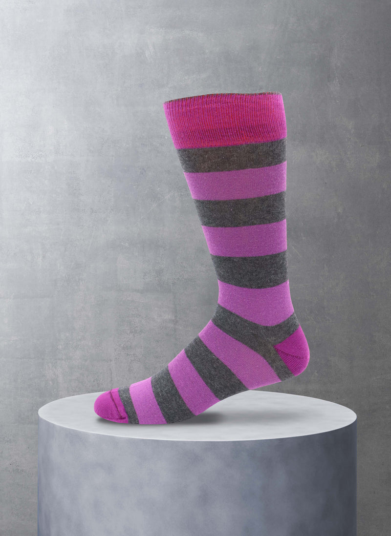 3 Pack Assorted  Cotton Socks in Black, Fuchsia and Purple