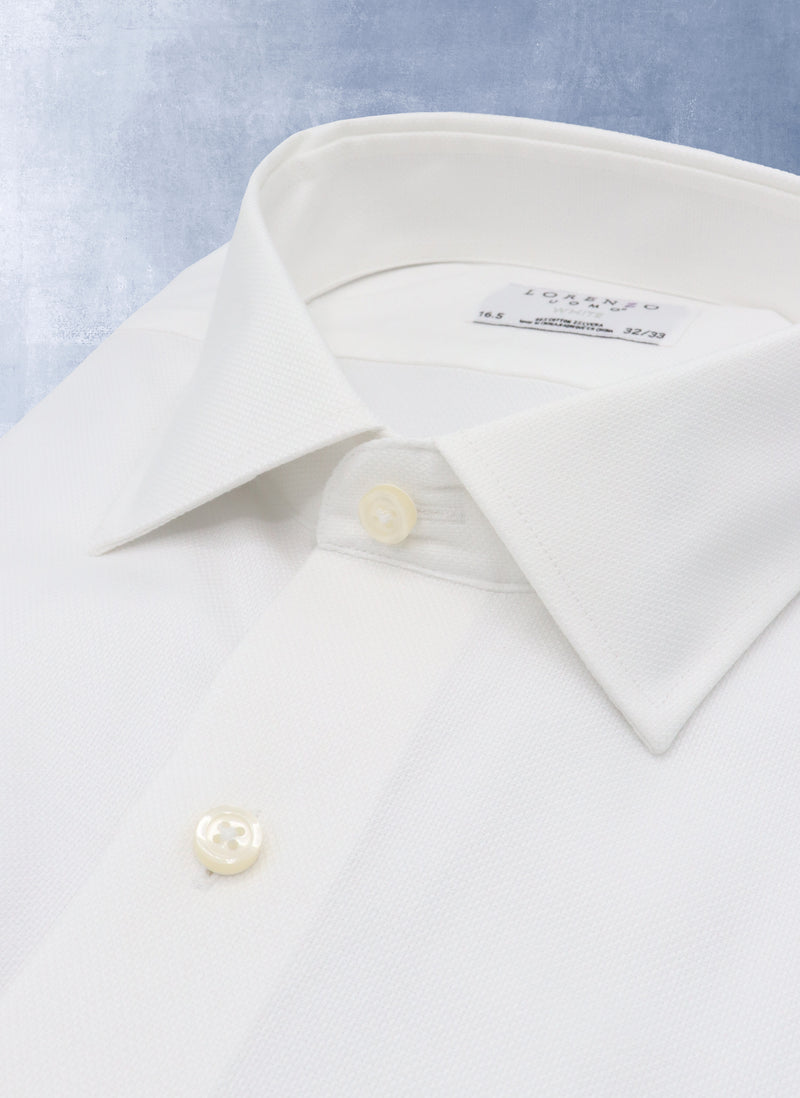 collar of solid white textured shirt