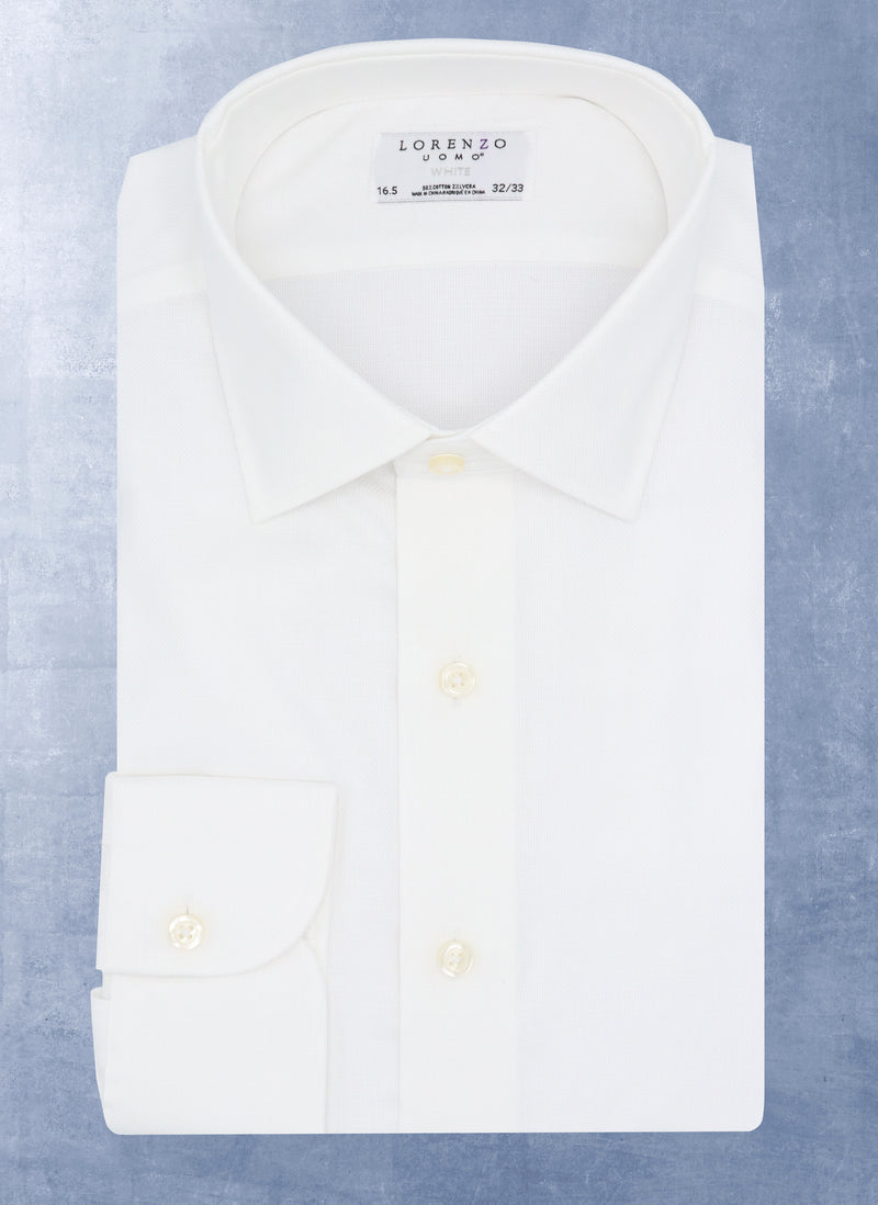 solid white oxford textured shirt