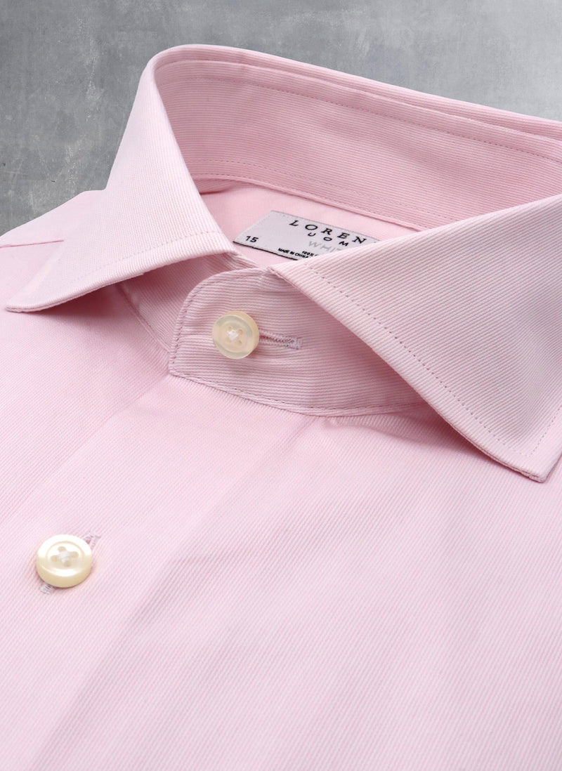 collar of pink fine corded shirt