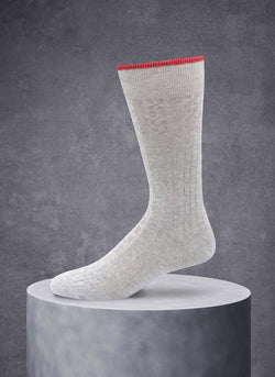 Solid Cable Sock in Light Grey