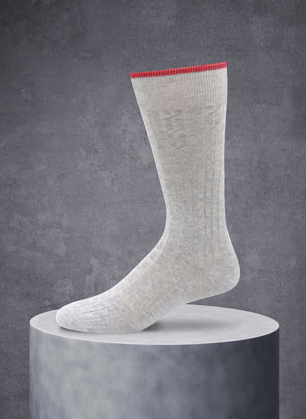 Solid Cable Sock in Light Grey