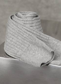 Short Ribbed Egyptian Cotton Sock in Grey