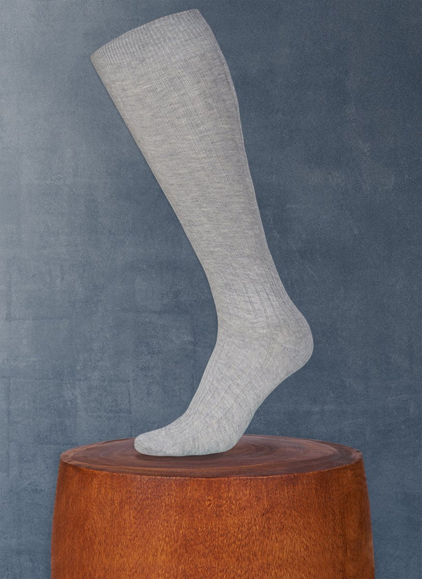 Ribbed Egyptian Cotton Long Sock in Grey