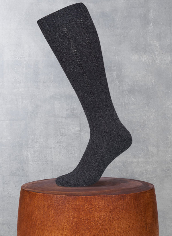 75% Cashmere Long Sock in Charcoal