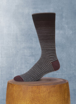 Merino Wool Stripe Sock in Black and Charcoal