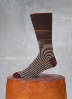 Merino Wool Stripe Sock in Brown