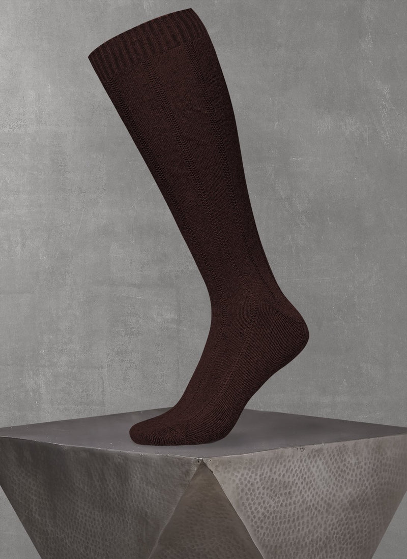 75% Cashmere Long Sock in Brown