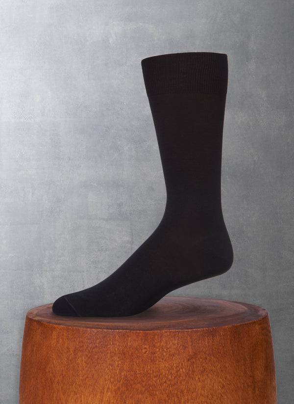 Mercerized Cotton Flat Knit Sock in Black