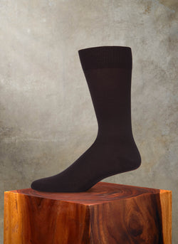 Mercerized Cotton Flat Knit Sock in Brown