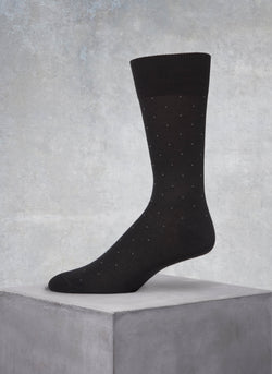 Mercerized Cotton Micro Pindot Sock in Charcoal
