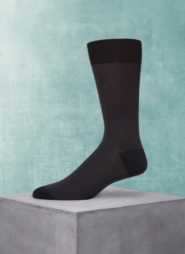 Mercerized Cotton Mille Righe Sock in Black