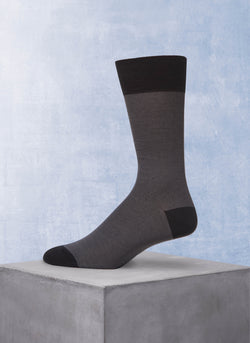 Mercerized Cotton Mille Righe Sock in Charcoal