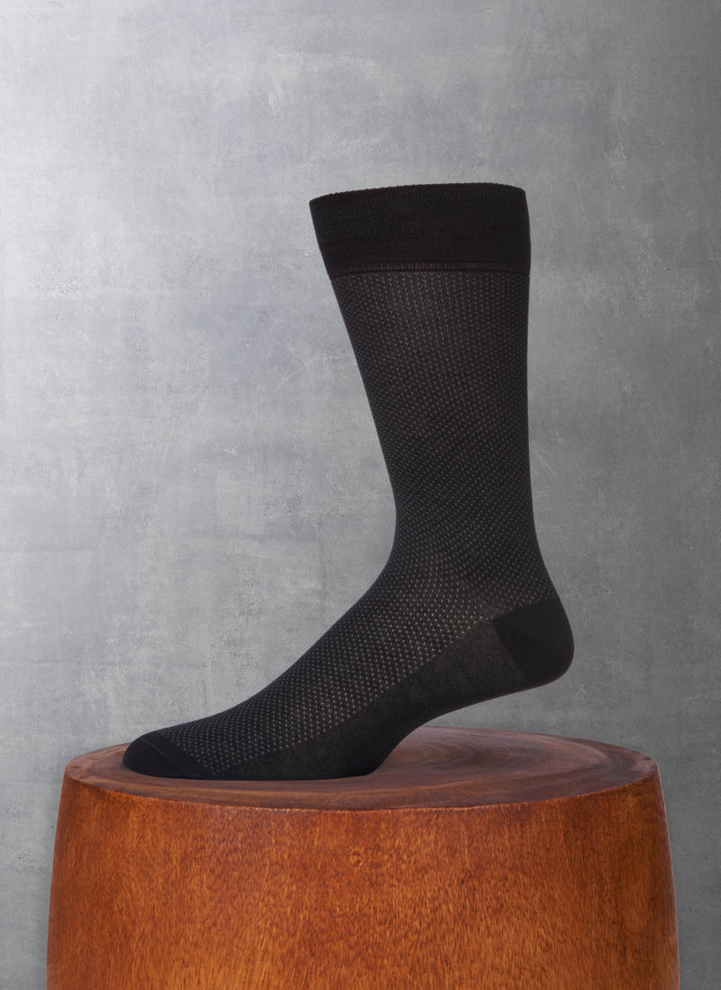 Mercerized Cotton Birdseye Sock in Black