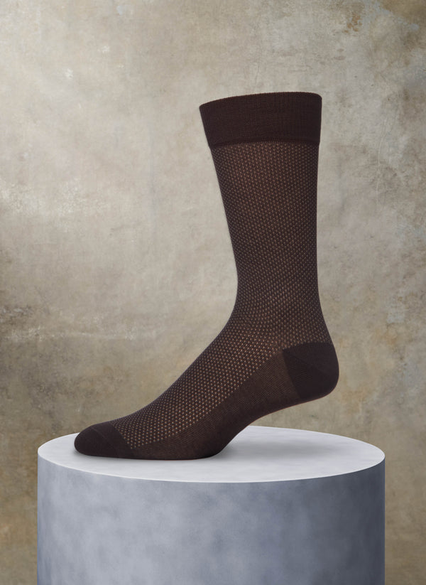 Mercerized Cotton Birdseye Sock in Brown