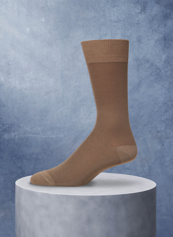 Mercerized Cotton Birdseye Sock in Taupe