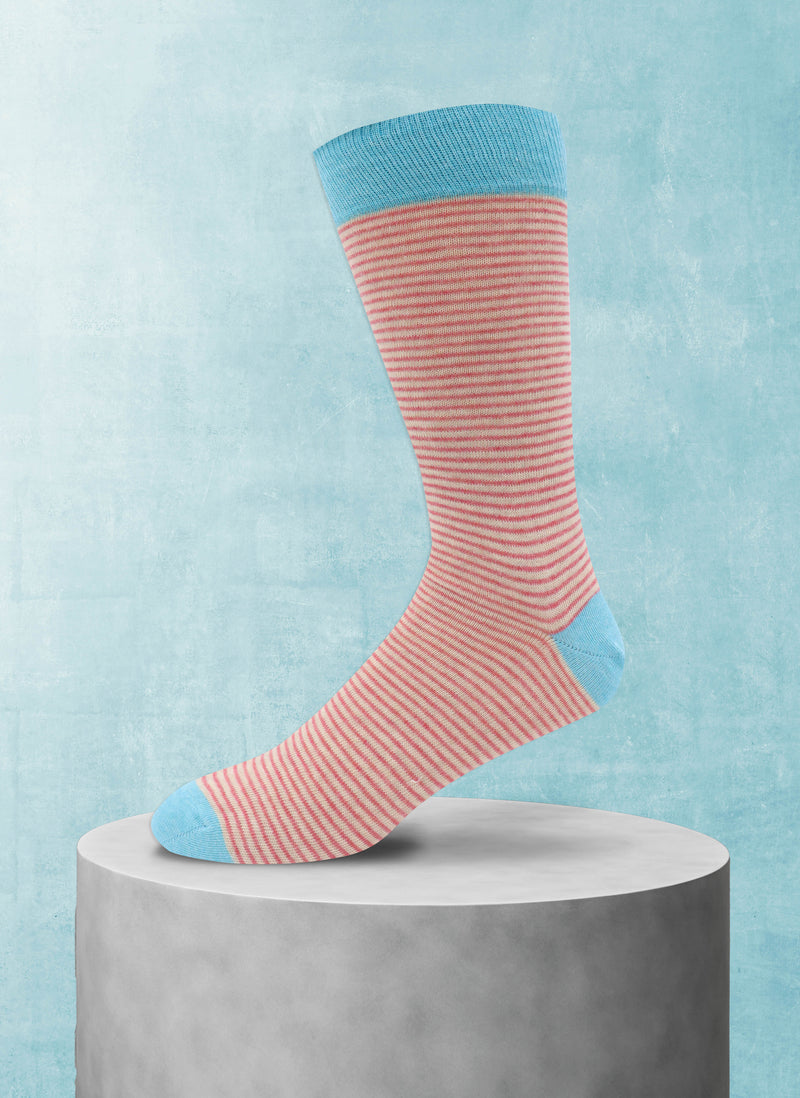 Mixed thin Stripe Sock in Teal and Pink