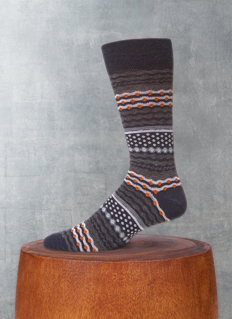 Merino Wool Dot and Wave Sock in Navy