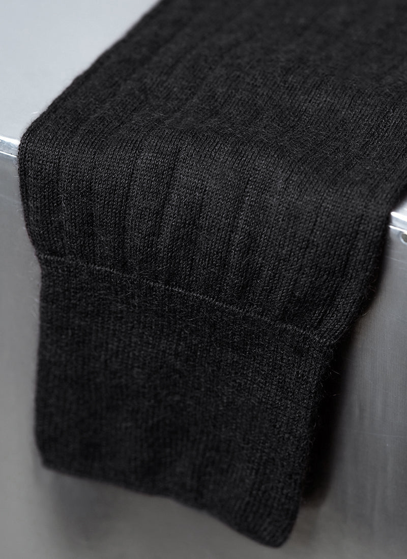 100% Cashmere Long Sock in Black