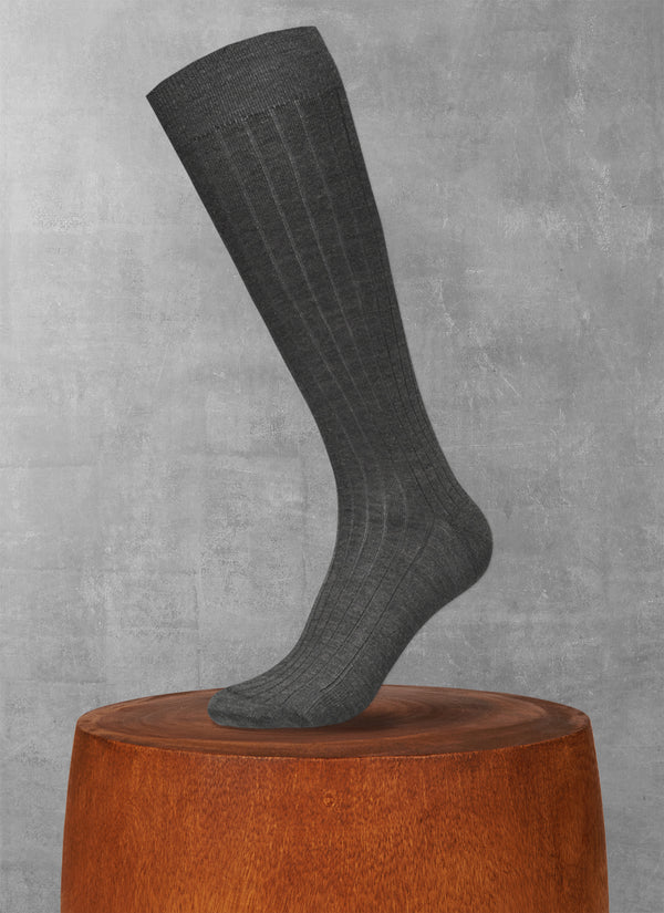 100% Cashmere Long Sock in Charcoal