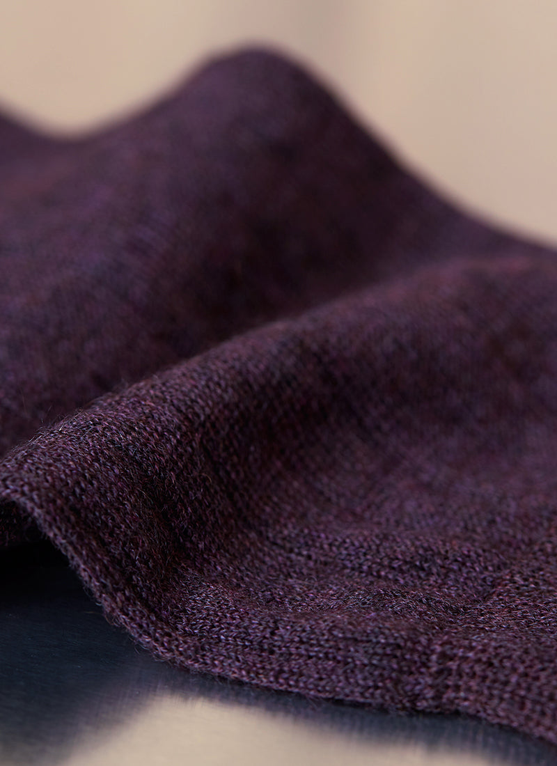 100% Cashmere Long Sock in Aubergine Detail