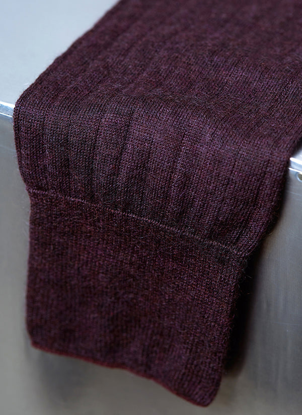 100% Cashmere Long Sock in Aubergine