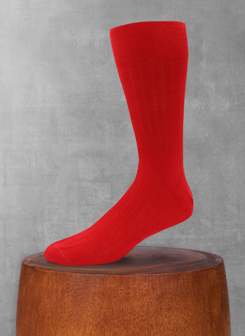 100% Cashmere Crew Sock in Red