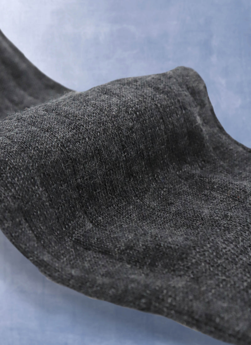 100% Cashmere Crew Sock in Charcoal