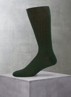 100% Cashmere Crew Sock in Olive