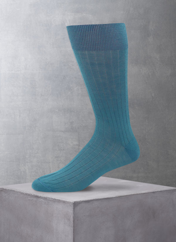 100% Cashmere Crew Sock in Teal