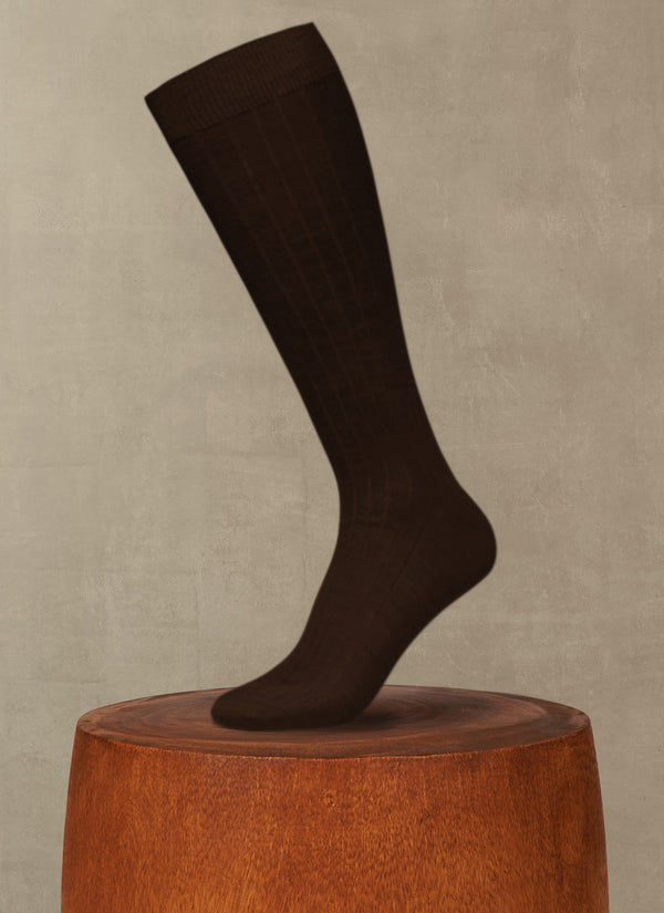 100% Cashmere Long Sock in Dark Brown