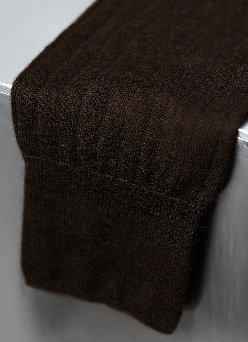 100% Cashmere Long Sock in Dark Brown