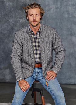 Sport Shirt in Black and Tan Plaid with Aspen Cable Cashmere Sweater