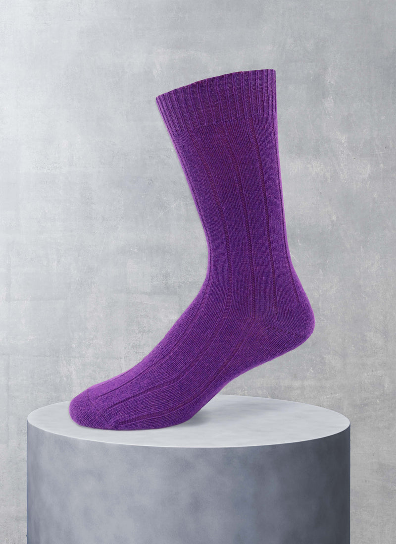 Cashmere Blend Rib Sock in Violet