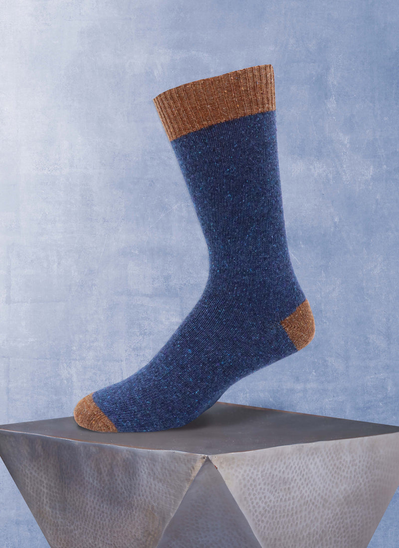 Merino Wool and Silk Solid Sock in Navy
