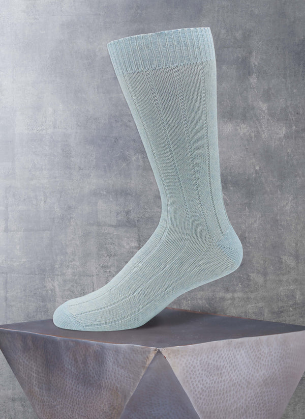 cashmere rib sock in light blue