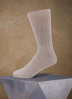 oatmeal cashmere rib sock