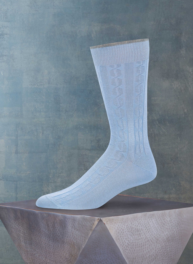 Solid Cable Socks in Light Blue